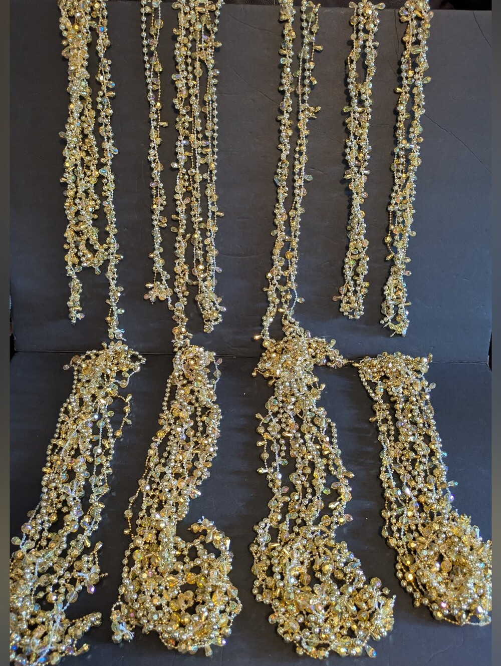 Christmas Garland Gold & White Beads Elegant Sparkle Bundle 8 Strands